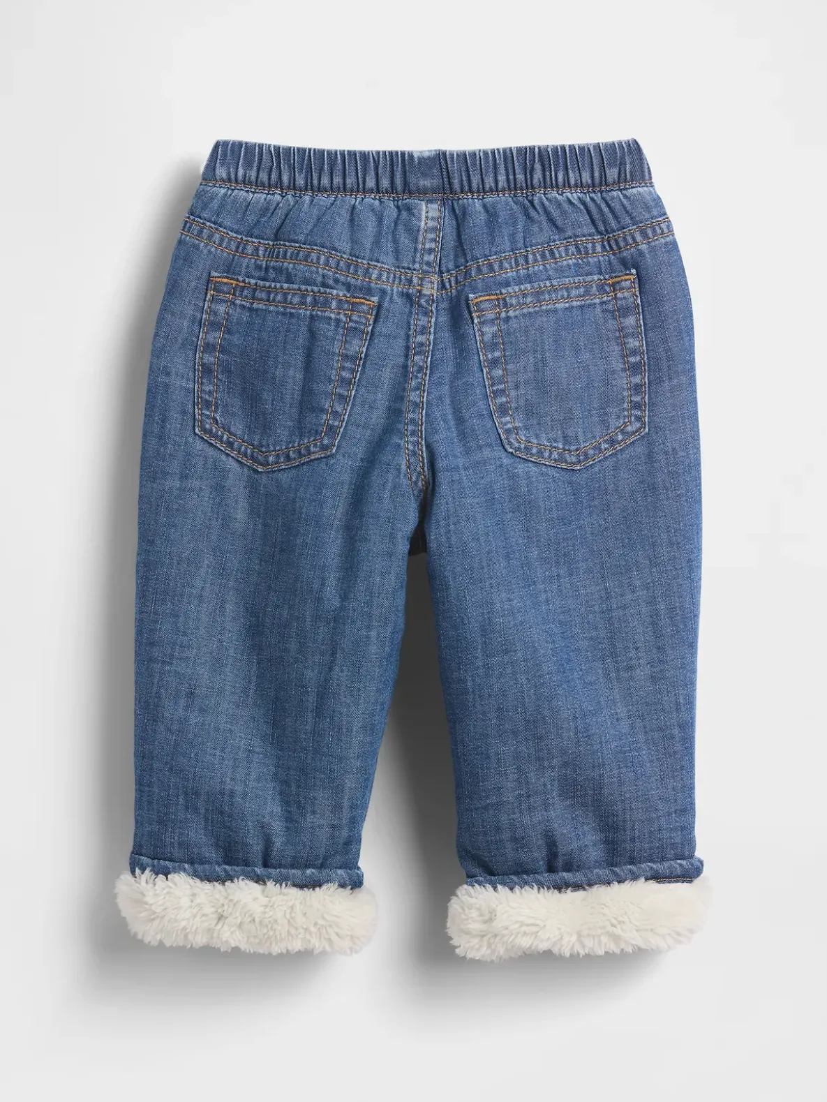 Baby Sherpa-Lined Pull-On Barrel Jeans