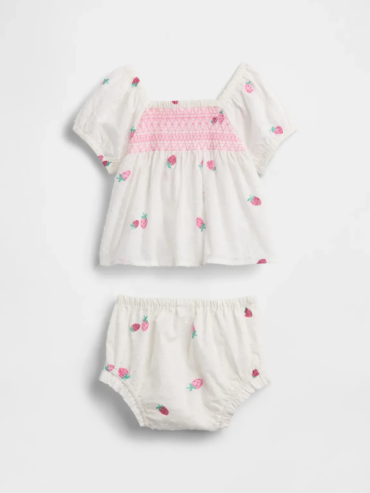 Baby Smocked Strawberry Outfit Set