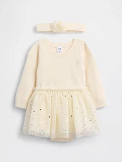 Baby Tulle Sweater Bodysuit Dress Set