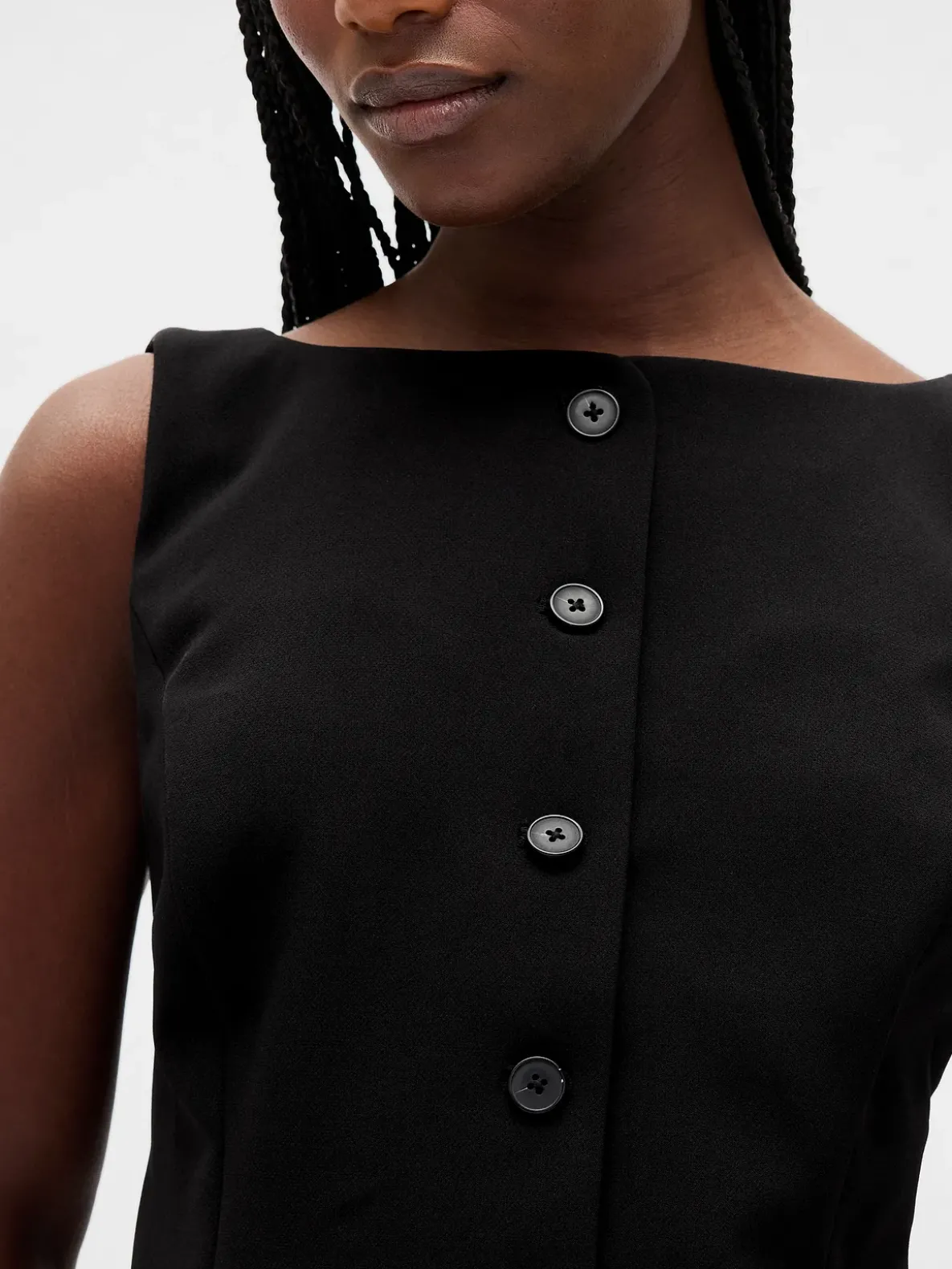 BiStretch Button-Front Mini Dress