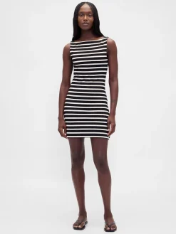 Boatneck Knit Mini Shift Dress