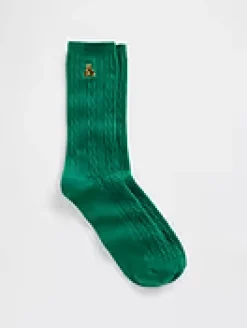 Brannan Bear Cable-Knit Crew Socks