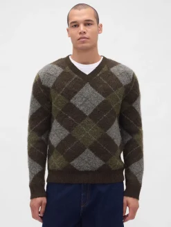 Brushed Argyle Sweater