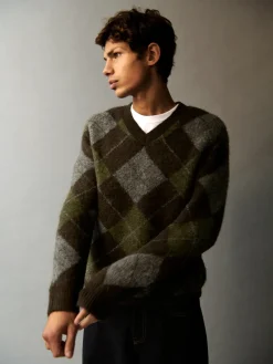 Brushed Argyle Sweater
