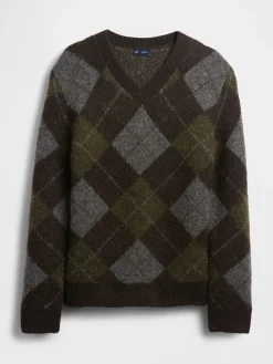 Brushed Argyle Sweater