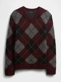 Brushed Argyle Sweater