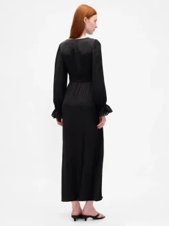 Button-Front V-Neck Maxi Dress
