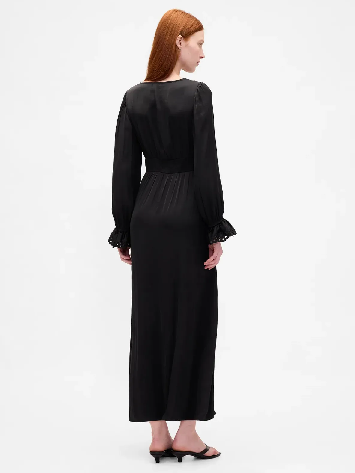 Button-Front V-Neck Maxi Dress