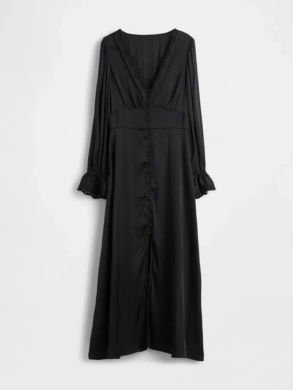 Button-Front V-Neck Maxi Dress