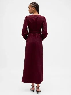Button-Front V-Neck Maxi Dress