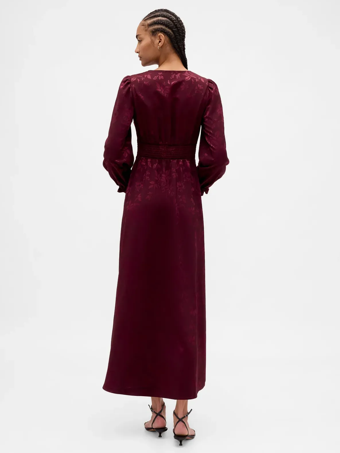 Button-Front V-Neck Maxi Dress
