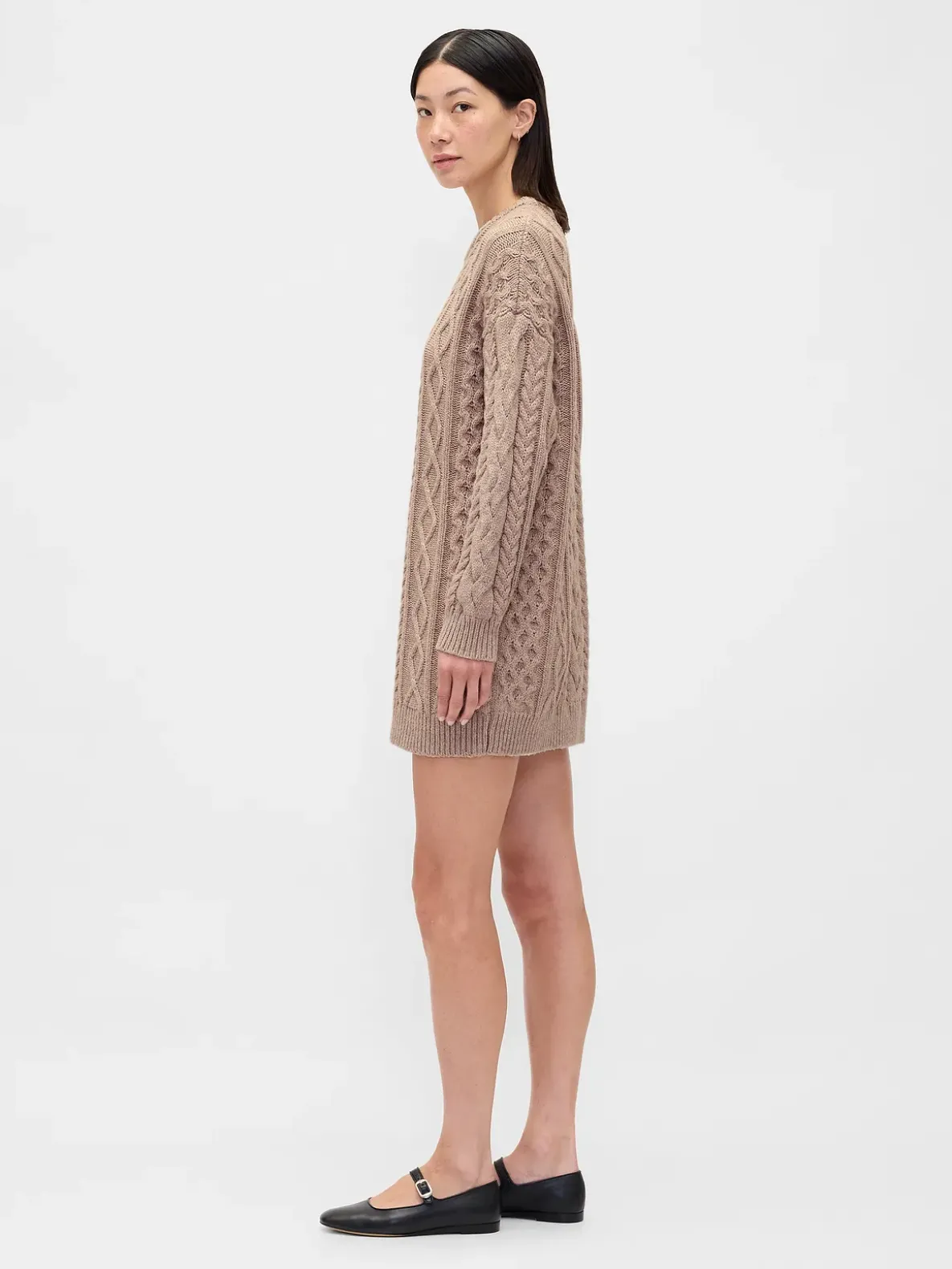 Cable-Knit Mini Sweater Dress