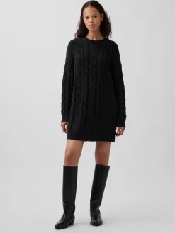 Cable-Knit Mini Sweater Dress