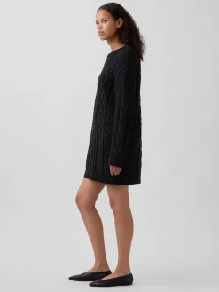 Cable-Knit Mini Sweater Dress