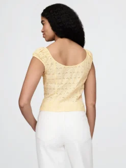 Cap-Sleeve Eyelet Top