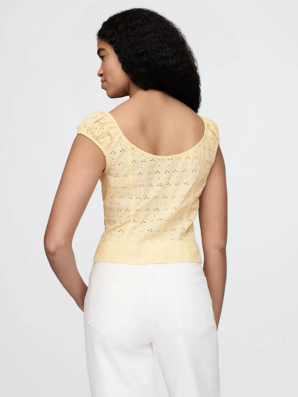 Cap-Sleeve Eyelet Top