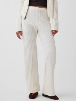 CashSoft Cable-Knit Boot Sweater Pants