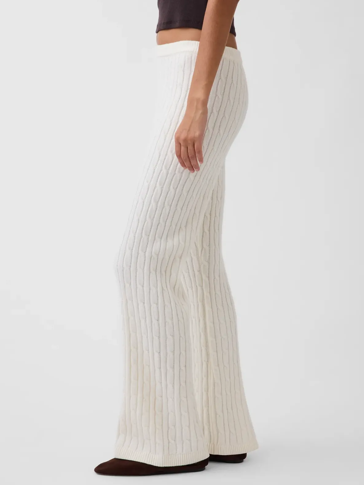CashSoft Cable-Knit Boot Sweater Pants