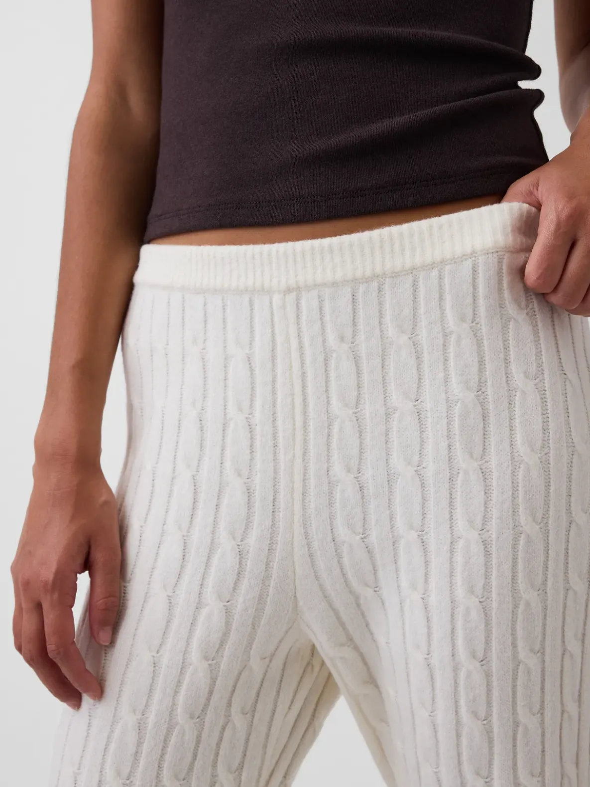 CashSoft Cable-Knit Boot Sweater Pants