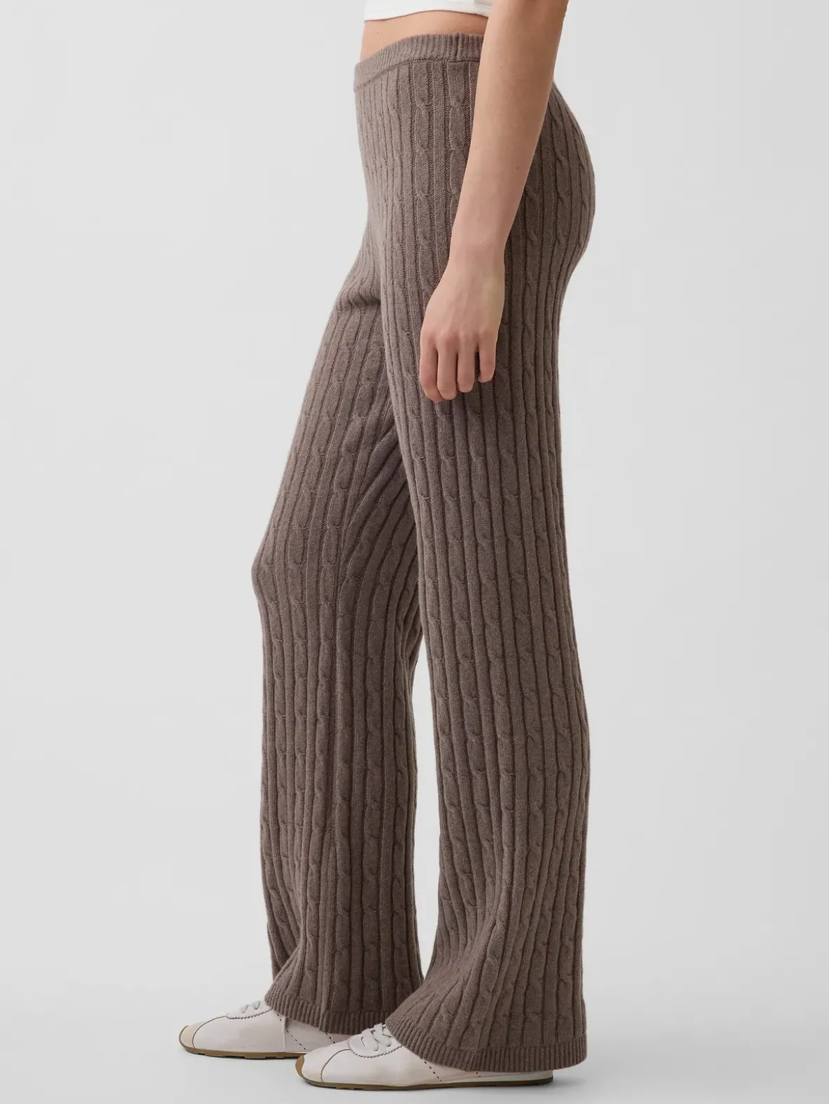 CashSoft Cable-Knit Boot Sweater Pants