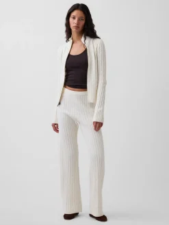 CashSoft Cable-Knit Crop Zip Cardigan