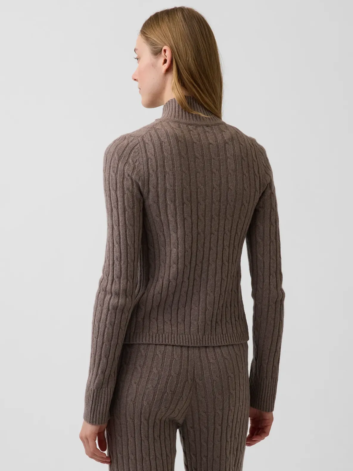 CashSoft Cable-Knit Crop Zip Cardigan