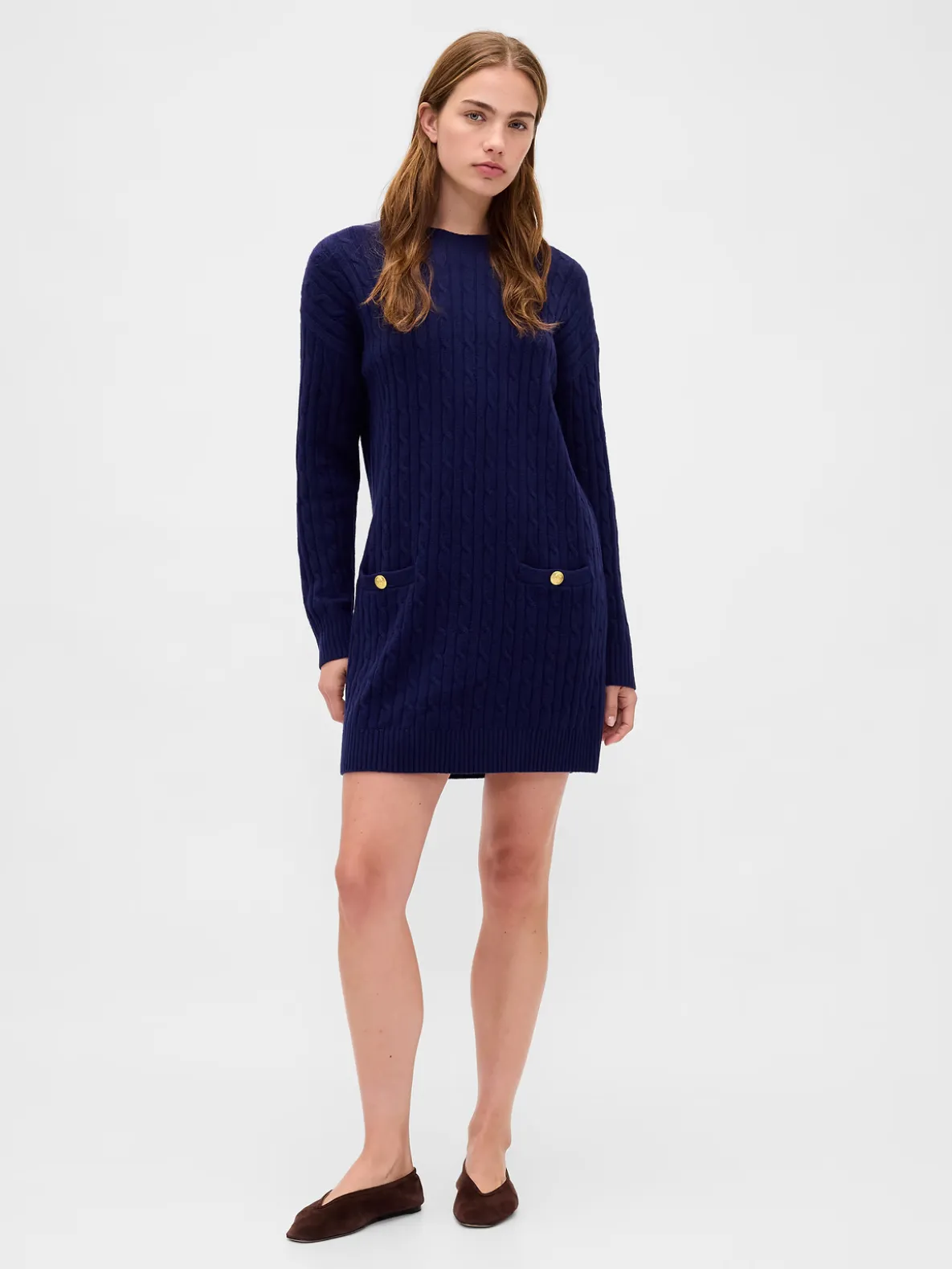 CashSoft Cable-Knit Mini Sweater Dress