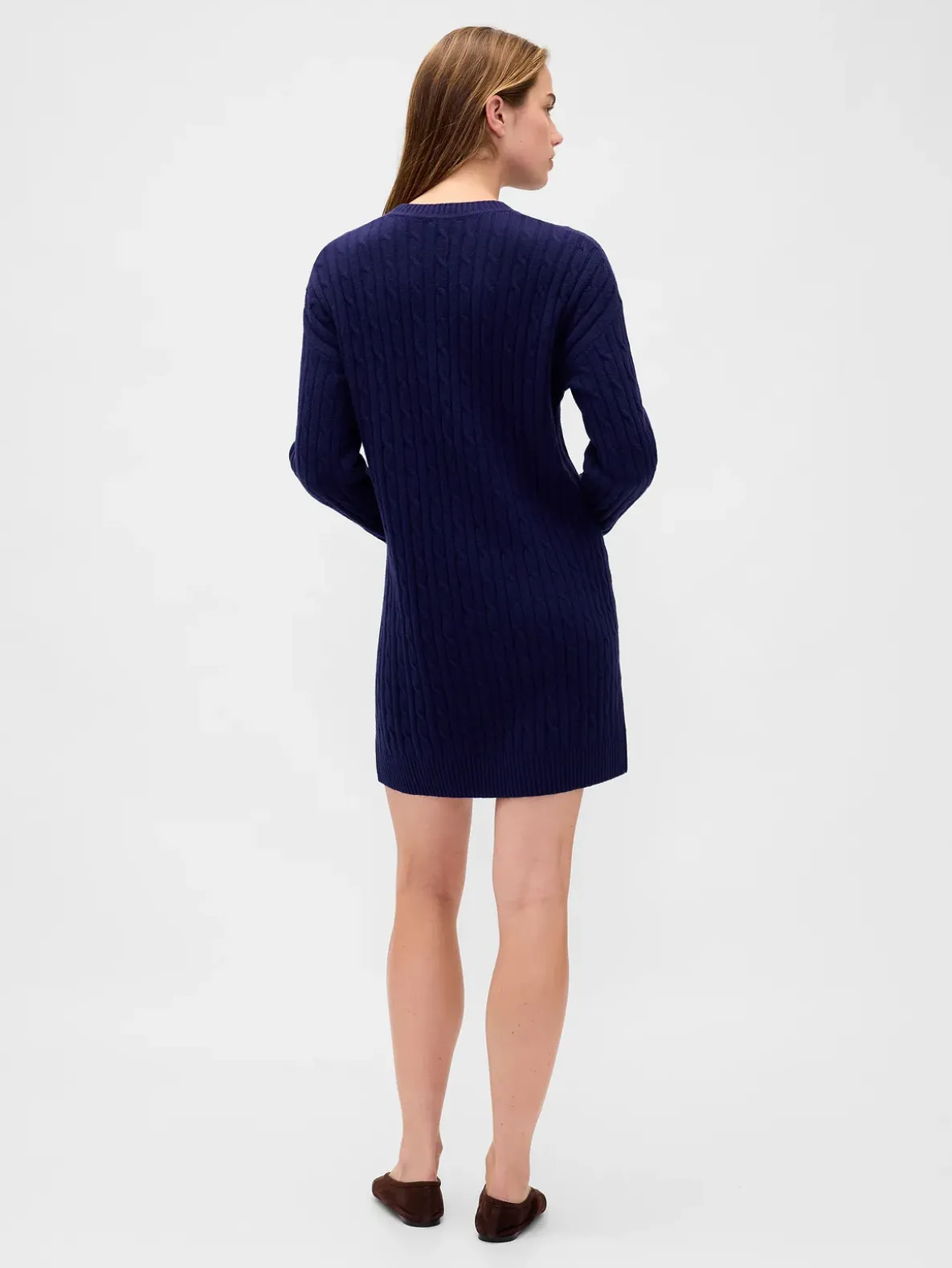 CashSoft Cable-Knit Mini Sweater Dress