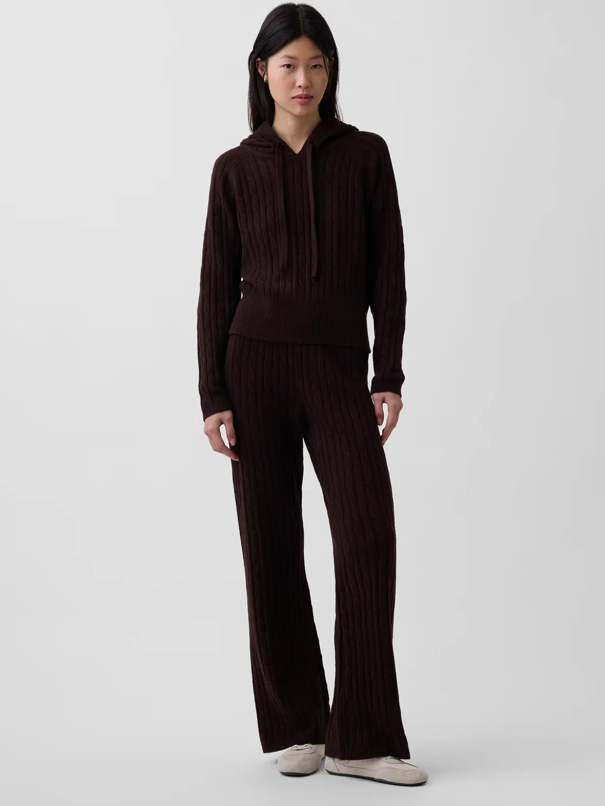 CashSoft Cable-Knit Sweater Pants
