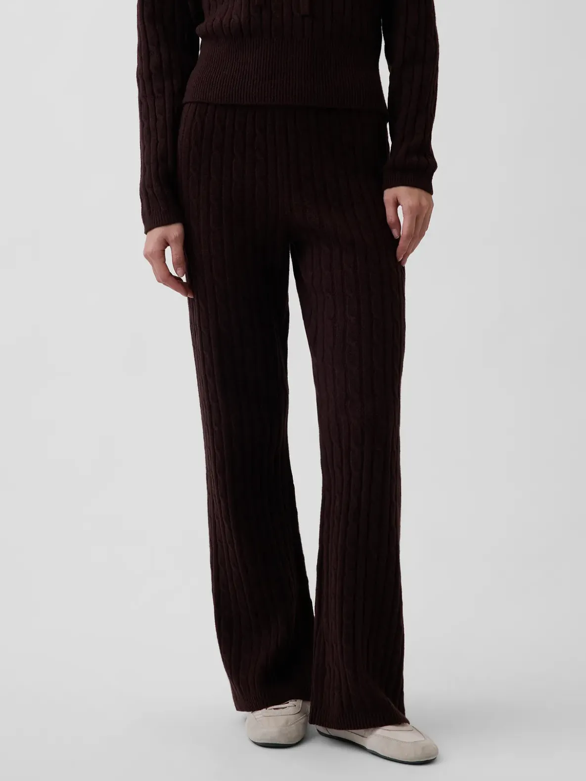 CashSoft Cable-Knit Sweater Pants