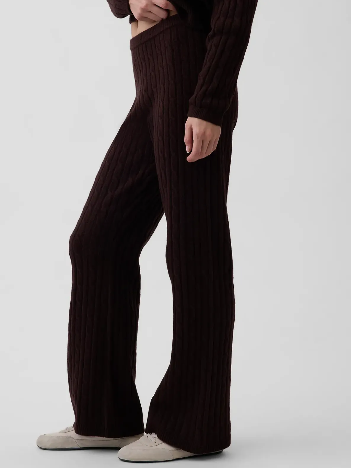 CashSoft Cable-Knit Sweater Pants