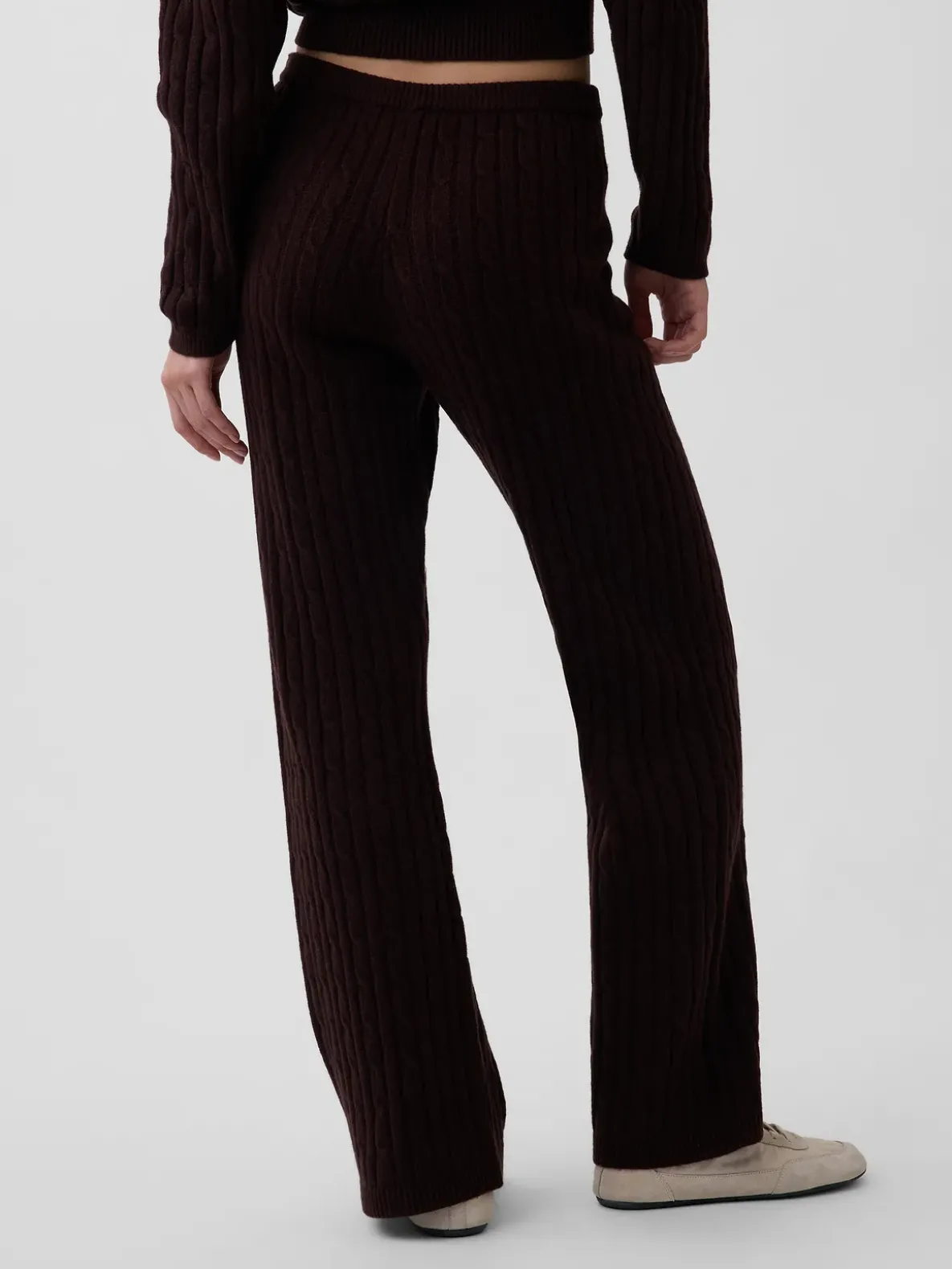 CashSoft Cable-Knit Sweater Pants