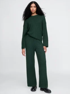 CashSoft Cable-Knit Sweater Pants