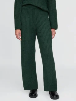 CashSoft Cable-Knit Sweater Pants