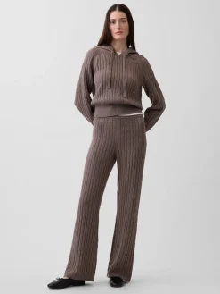 CashSoft Cable-Knit Sweater Pants