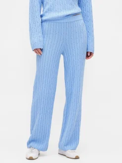 CashSoft Cable-Knit Sweater Pants