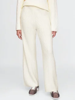 CashSoft Cable-Knit Sweater Pants