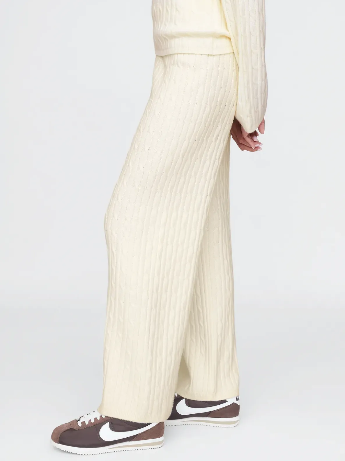 CashSoft Cable-Knit Sweater Pants