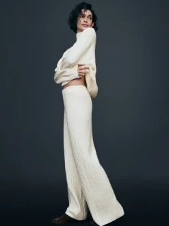 CashSoft Cable-Knit Sweater Pants