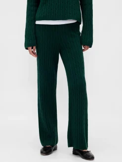 CashSoft Cable-Knit Sweater Pants