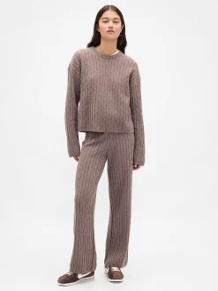 CashSoft Cable-Knit Sweater Pants