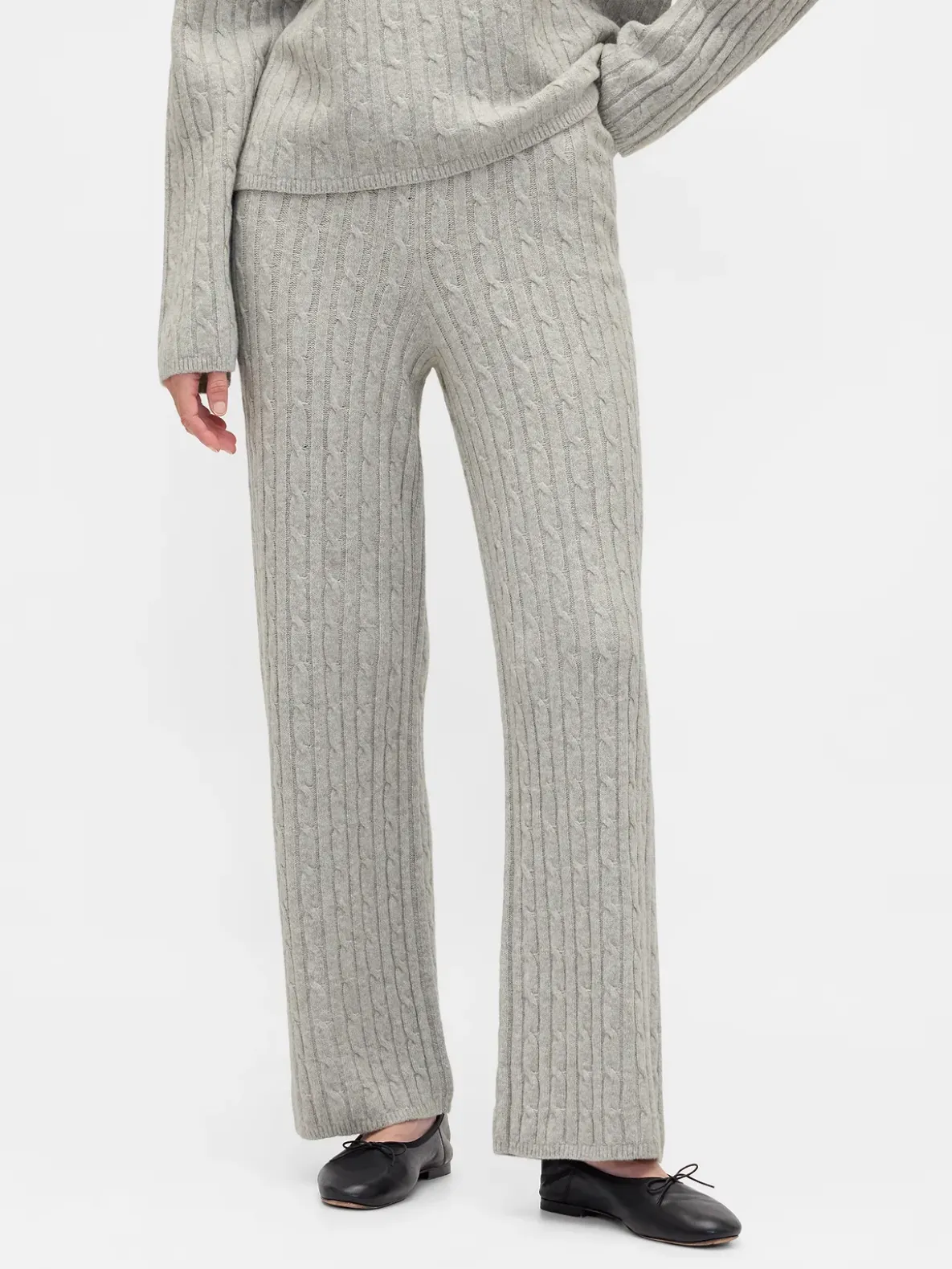 CashSoft Cable-Knit Sweater Pants