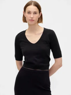CashSoft Elbow Sleeve Crop Sweater