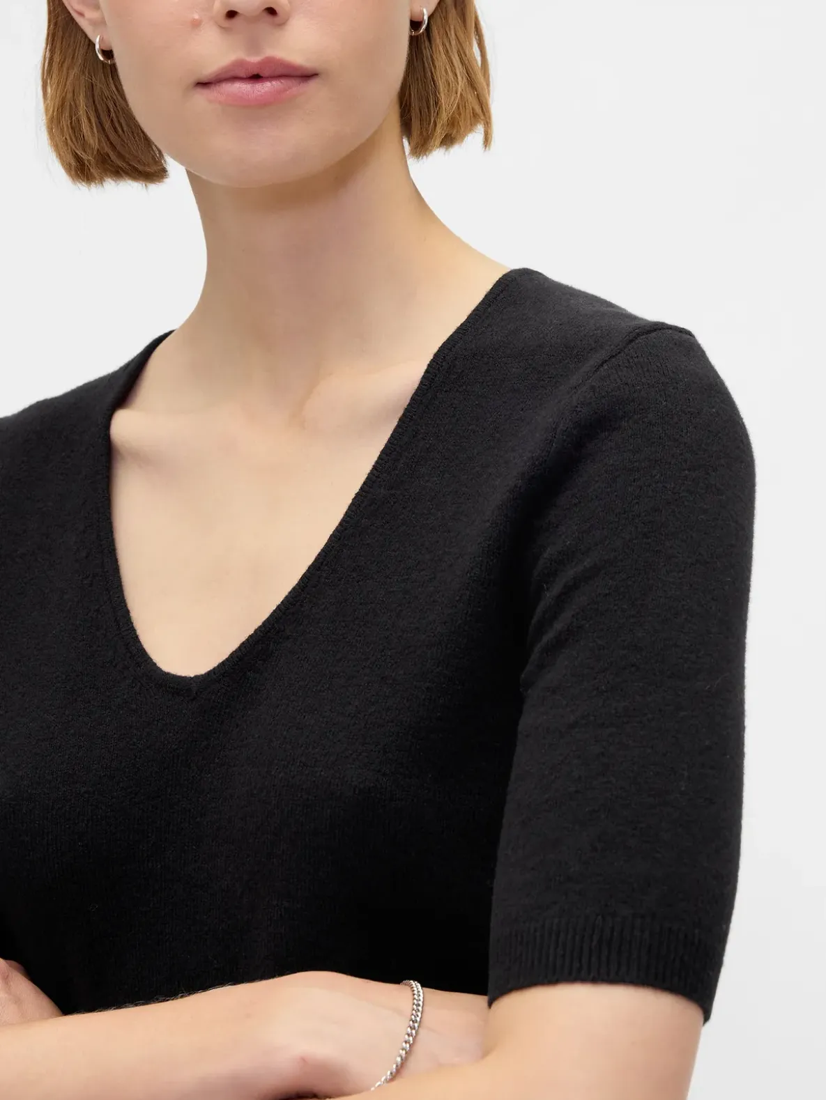 CashSoft Elbow Sleeve Crop Sweater