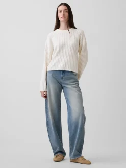 CashSoft Oversized Cable-Knit Sweater