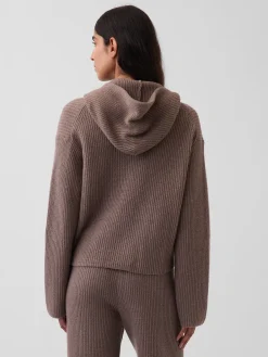 CashSoft Oversized Shaker-Stitch Zip Hoodie