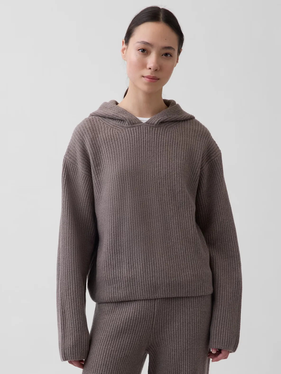 CashSoft Oversized Shaker-Stitch Hoodie