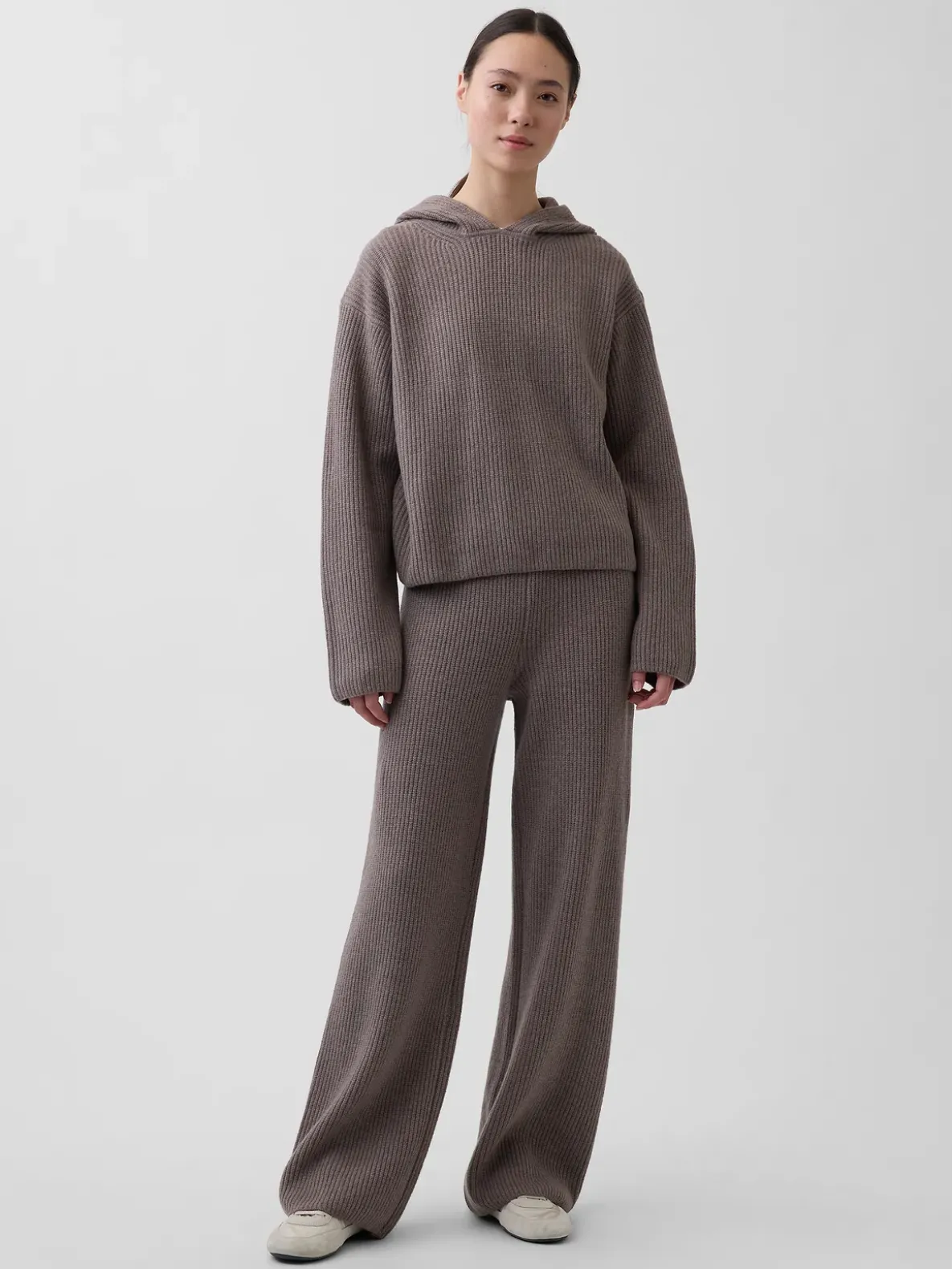 CashSoft Oversized Shaker-Stitch Hoodie