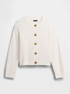 CashSoft Oversized Shaker-Stitch Cardigan
