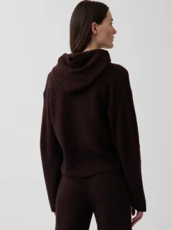 CashSoft Oversized Shaker-Stitch Zip Hoodie